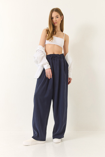 Bianco Lucci Women's High Waist Wide Elastic Oversize Palazzo Trousers 80165 60271071