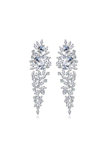 ECARLA Wedding earrings, stainless steel, with crystals, with stud, Ecarla, KSL85