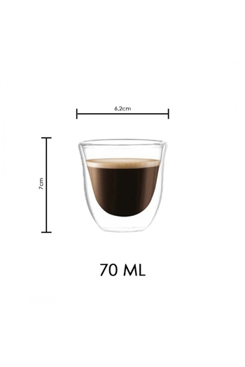 ECARLA Set of 6 coffee glasses, double walls, borosilicate glass, 70 ml