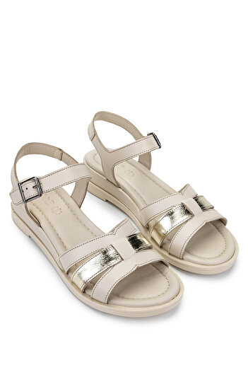 Tamer Tanca Women's Genuine Leather Beige Heeled Sandals