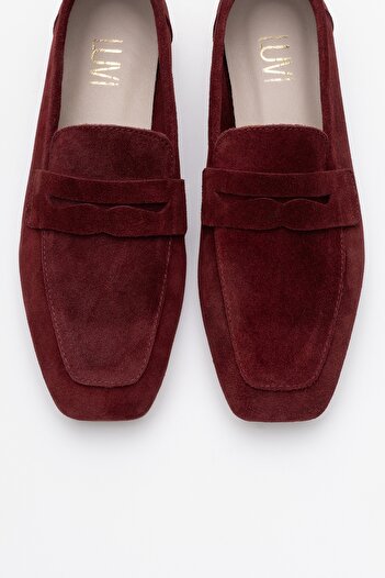 LuviShoes Дамски мокасини от естествена кожа, червени, велурени MORNE
