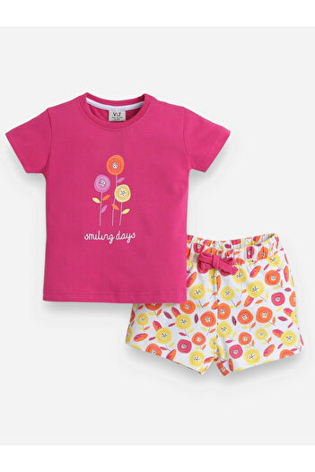 Victor and Jane By Styli Graphic Print T-Shirt and All-Over Printed Shorts Set