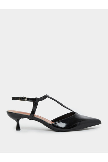 Styli Pointed Toe Ankle Strap Kitten Heel Shoes