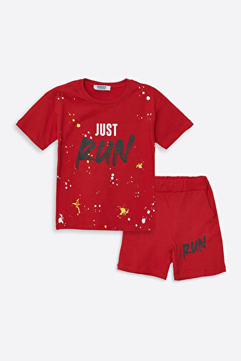 coppa kids Run Printed Combed Cotton Shorts - T-Shirt Girls-Boys Set - Coppa - Red - 4 Years - Frnd 00000002 -27