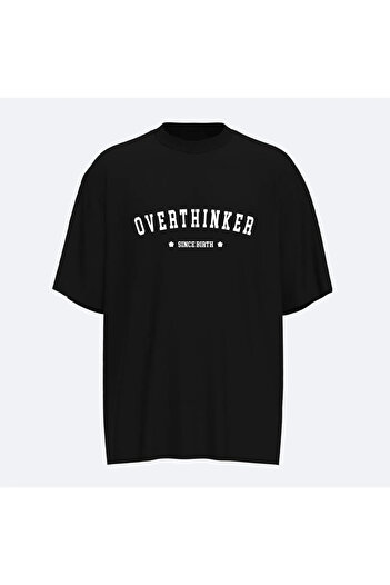 Fandr Store Black Oversized Crew-Neck Overthinker T-shirt