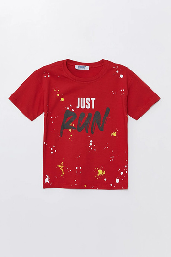 coppa kids Run Printed Combed Cotton Shorts - T-Shirt Girls-Boys Set - Coppa - Red - 4 Years - Frnd 00000002 -27