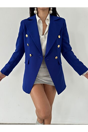 MYGİYİMİSTANBUL 6 Gold Button Detail Blazer Jacket