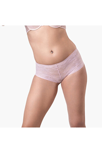 Aadaraya Aadaraya Lace Textured Brief with Elasticated Waistband
