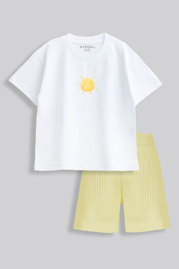 MARKOLL 1-5 Years Sun Printed Children's Bottom and Top Set
