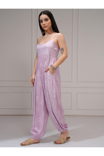 Vishudh By Styli Women Pink Wide Leg Printed Jumpsuit