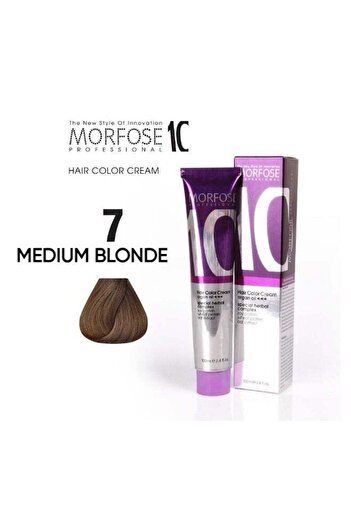 Morfose Morfose 10 Hair Color Cream with Argan Oil - 7 Medium Blonde, 100ml