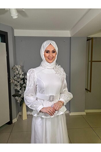 CLIO CLİO ORGANZE KOLLU ŞİFON ETEKLİ KEMERLİ TAKIM