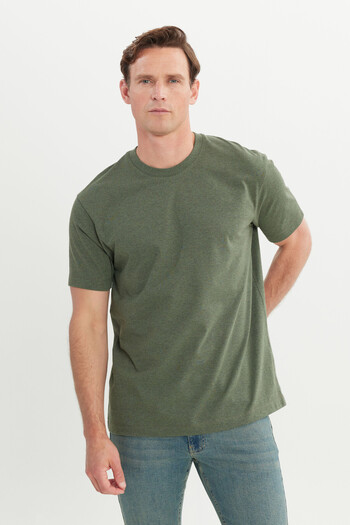 AC&Co / Altınyıldız Classics Men's Khaki Cotton Modern Fit Relaxed Cut Crew Neck T-Shirt