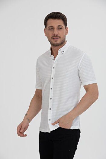 Klothy Чоловіча коротка рукава літня сорочка Slim fit з трикотажу 2599