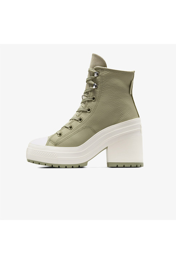 Converse Chuck 70 De Luxe Heel Unisex Haki Deri Platform Sneaker