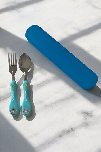 Dore Voir Children's Fork-Spoon Set-Boxed/Blue