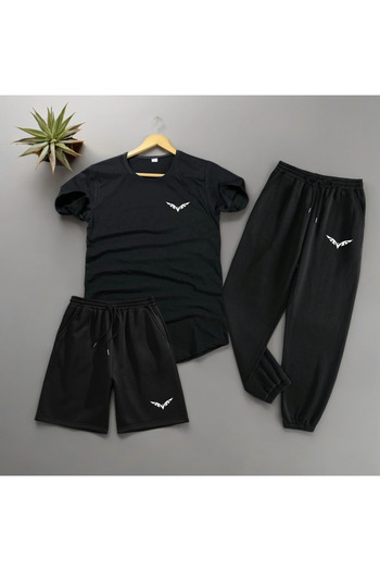 Fifty Color 3-Piece Slim Fit Unisex T-shirt-shorts-sweatpants Combination WING Printed
