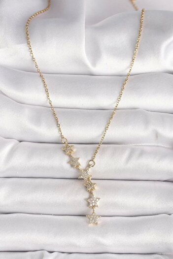 Clariss 316L Steel Gold Color Chain Zircon Stone Star Model Women's Necklace