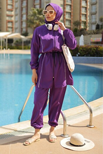 Aşkın fashion 4 Piece Full Hijab Hijab Swimsuit Set