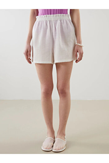 LC Waikiki Lcw Dream Ecru Women's Beach Shorts with Elastic Waist