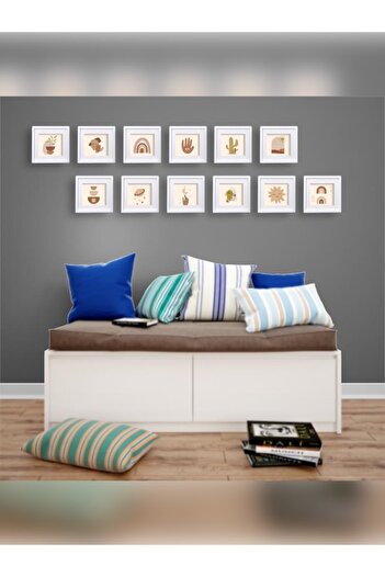 Tasarım 14X14Cm White Pola Square Photo Frame with Adhesive Detach-Plug Mat - Pack of 6