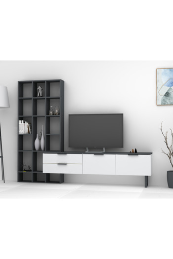 SAHABA Soft Line TV Table - Grey and White