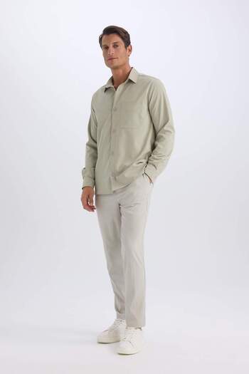 DeFacto Relax Fit Relaxed Cut Straight Leg Crinkle Summer Fabric Trousers C3930Ax25Sp