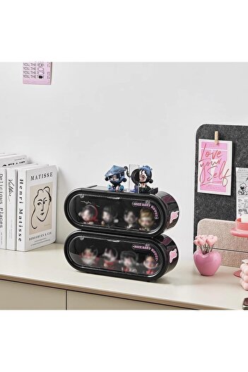 COOYA 2 Pcs of Acrylic Display Box,with Magnetic Door,Stackable,Dustproof 30x11.5x9cm for Home,OfficeBlack