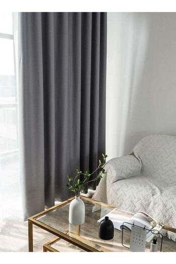 COOYA 2-Piece Blackout Curtain Set Dark，Dirt resistant, easy to clean Grey 2x (150x270)cm