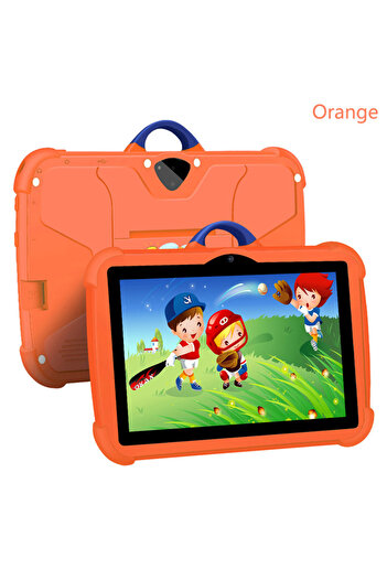 Choice1 Standard Version Orange New Cartoon Pattern Kids Tablet 7 Inch Quad Core 4GB RAM 64GB ROM Android Le