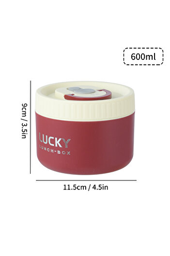 WORTHBUY Red 600ml Bento Lunch Box Set, Portable Keep Warm Lunch Container With Insulated Bag, 18/8