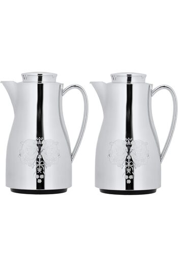 ALSAIF Coffee And Tea Vaccum Flask Set In Chrome / Leak-proof And Keeps Drinks Hot 1.0/1.0 Liter