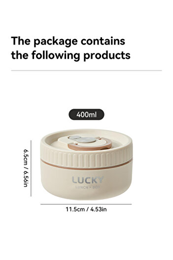 WORTHBUY Beige 400ml Bento Lunch Box Set, Portable Keep Warm Lunch Container With Insulated Bag, 18/
