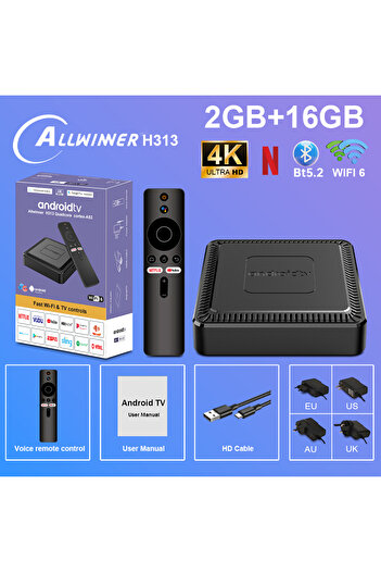 Choice قابس أمريكي 2 جيجابايت 16 جيجابايت 2025 عالي الجودة Q7 صندوق تلفزيون ذكي يعمل بنظام أندرويد واي فاي 6 بلوتوث 5.2 صوت مساعد جوجل