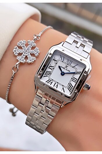 Daniel Klein Silver Colored Women's Wristwatch and Bracelet Gift