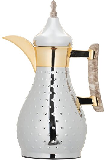 ALSAIF Coffee And Tea Vaccum Flask In Chrome/gold / Leak-proof And Keeps Drinks Hot 0.6 Liter