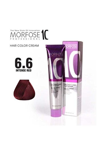 Morfose Morfose 10 Argan Oil Hair Color Cream - Vibrant Intense Red (6.6), 100ml