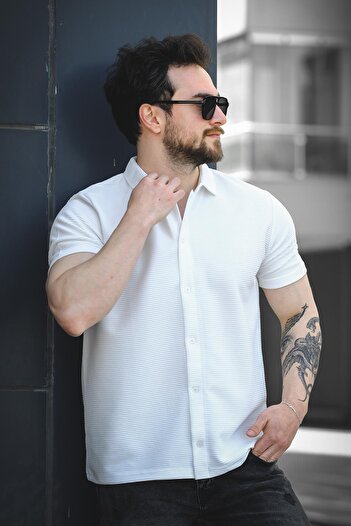 Oksit Vitto Otoban Fabric Slim Lycra Short Sleeve Men's Shirt