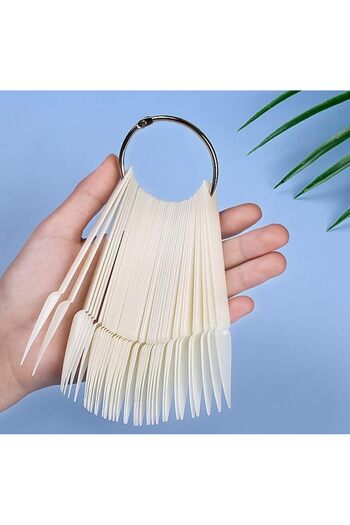 LA PERLA TECH 40 Tips Fan Shape Plastic Nail Art Tips Display Polish Board Display Practice Sticks