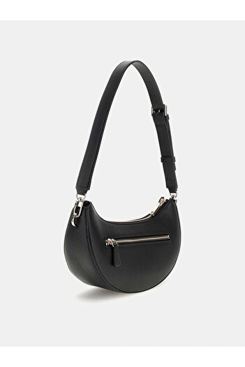 Guess Nastra Top Zip Shoulder Bag Women's Black Shoulder Bag Hwbg9637170-Bla