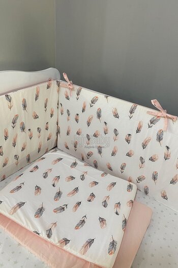 CherryPie Feather Patterned Crib Side Protection Custom Size 120X200