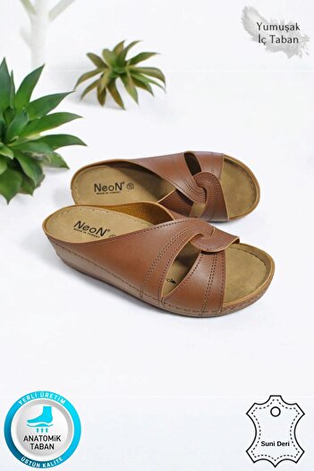 Neon Shoes Putu Women's Cross Comfort Model Daily Orthopedic Slippers Mother Middle Age Young Home & Outdoor Slippers