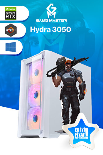 GM Game Master Hydra 3050 Ryzen 5 5500 Cpu 32gb 3200mhz Ram 512gb Nvme M.2 Ssd Rtx3050 Beyaz Gaming Pc