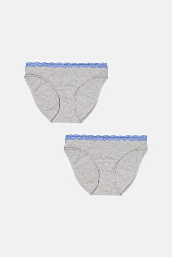 Tchibo Women 2 Pieces Lace Slips Panty, Grey