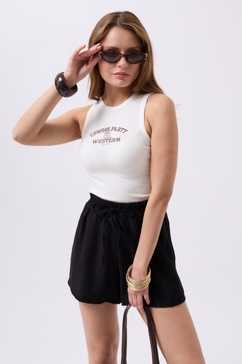 Clu Marea Black Linen Blend Shorts