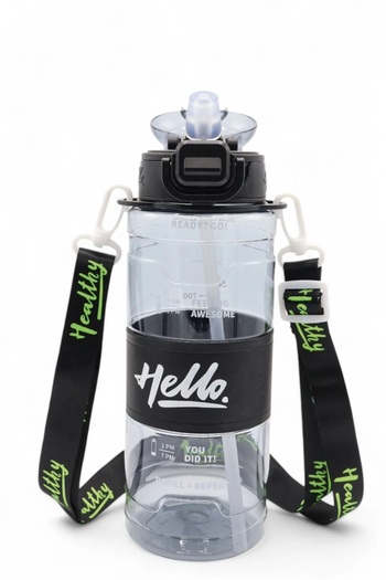 froyalife Quality Hello Straw Bottle - Daily Sports Water Bottle - School Children's Water Bottle with Colorful Neck Strap 800 ml