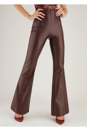 Guess GUESS SABELLLA PU FLARE women's burgundy trousers