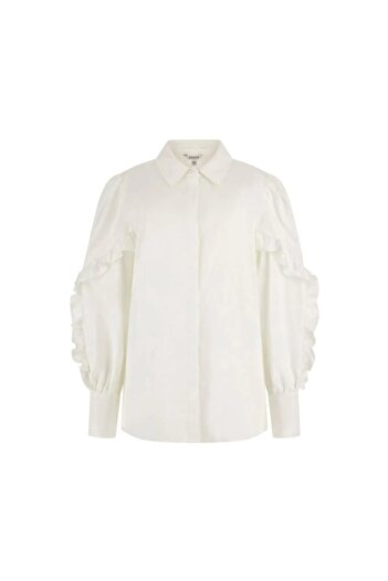 Guess LS SOPHIA RUFFLE SLV women's shirt white