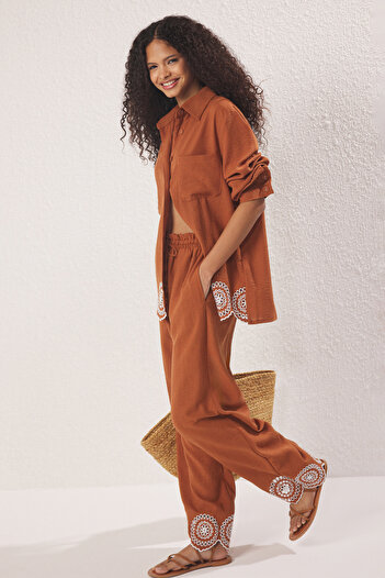 Trendyol Collection Tile Embroidery Detailed Shirt Twoss25Go00110