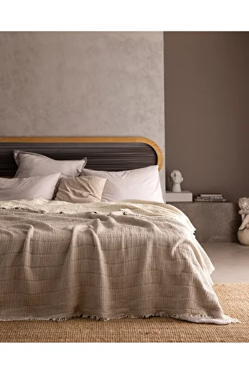 Madame Coco Carolines Double Cotton Bedspread - Stone